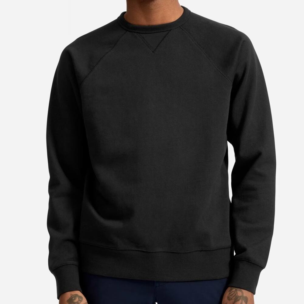 Everlane The Unisex French Terry Crew - Washed Black Size XXXS